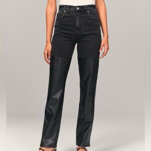 Abercrombie & Fitch Mixed Fabric Ultra High Rise 90s Straight Jean